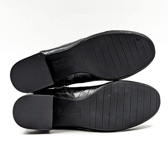 Kenneth Cole Women Road Stop Black Vegan Leather office Dressy Round Boots sz 7 - Picture 3 of 12